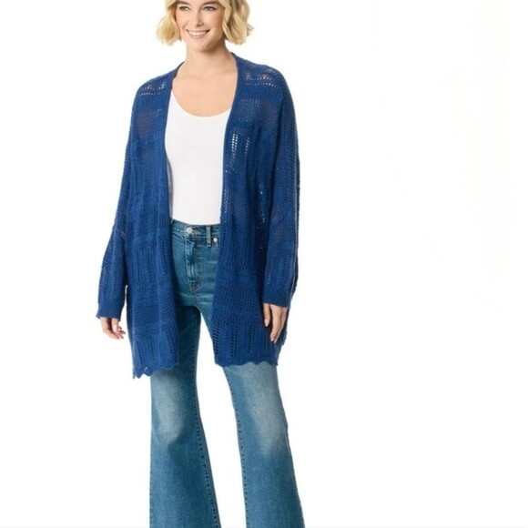 New Jessica Simpson Blue Boho Long Cardigan L XL - Picture 5 of 16
